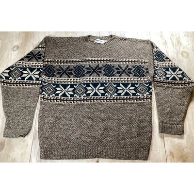 Suéter New Era Para Hombres XL Patrón Isla Justa Marrón Acrílico Hecho en EE. UU. Navidad Foto 1 de 4