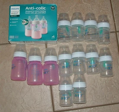 Phillips Avent Anti-Colic 4 Unzen & 9 Unzen Flaschen mit AirFree Vent 13 Stück Posten NEU - Bild 1 von 4