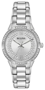 Bulova Women's Crystal Accent Quartz Silver Stainless Steel Watch 30MM 96L249 - Picture 1 of 3