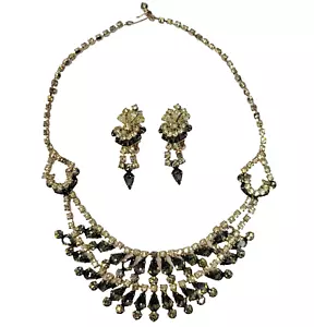 Juliana Halskette & Ohrringe rauchgrau Citrin gelb Strass Demi Parure - Bild 1 von 17