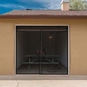 One Car Garage Door Screen Heavy-Duty Weighted Mesh Curtain w/ Magnetic Closure - Picture 1 of 5