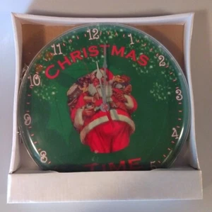 Vintage SANTA w/Presents Christmas Time 13" Diameter Wall Clock ~ NEW SEALED - Picture 1 of 3