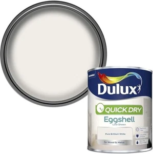 Dulux Quick Dry Eggshell Paint 750ml Pure Brilliant White - Picture 1 of 4