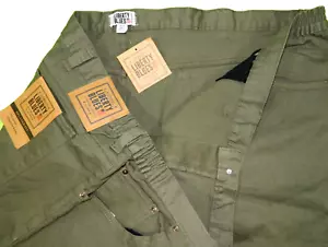 NEW Liberty Relaxed Fit Elastic Waist Green Jeans Tag 54 BIG measured Size 52x27 - Picture 1 of 6