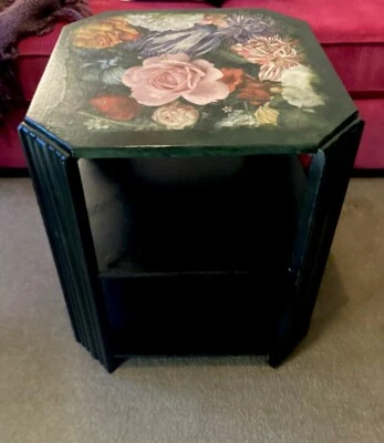 Decoupage Vintage, Art Deco coffee table, occasional table With shelves - Image 1 of 4