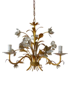 Silver & Gilded Enameled Chandelier Ceiling 70' Regency Mid Century HANS KOGL St - Picture 1 of 13