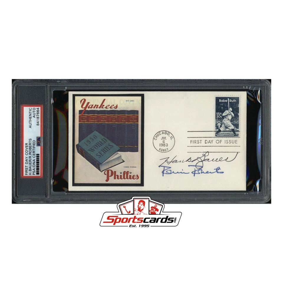 Hank Bauer Robin Roberts Signed First Day Cover Issue MLB PSA/DNA HOF - Image 1 of 1