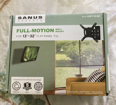 TV Wall Mount for 13"-30" Sanus Accents Full-Motion forTVS -ASF110-B1 - Image 1 of 2