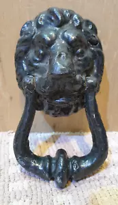 7,5 Zoll Antik Vintage Schwer Massiv Gusseisen TÜR Striker KLOPFER Löwe mit Halterungen - Bild 1 von 7