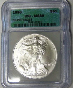 ICG MS69 1996 American Silver Eagle 1 oz .999 Fine Silver Dollar #3382170104 - Picture 1 of 3
