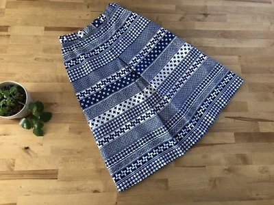 Falda De Colección Años 60/70 Mod Japón Geométrica Línea A Plisada Azul Blanco WORLDROA XS Foto 1 de 4