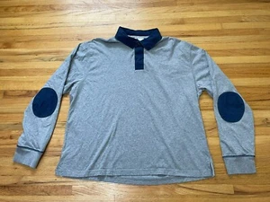 BMW Polo Shirt Men's 3XL Gray Spread Collared Long Sleeve Elbow Patches Cotton - Picture 1 of 9