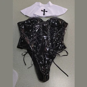 Black Translucent Top and Skirt with Stockings - Picture 1 of 1