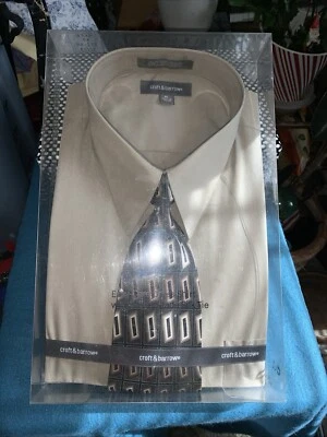 Camisa de vestir para hombre Croft & Barrow Mocha con corbata de seda. Talla XL - 17,5-18. Foto 1 de 4