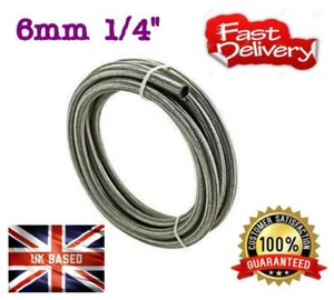 1/4" (6MM) STAINLESS STEEL NITRILE RUBBER BRAIDED TUBE HOSE FUEL AIR OIL CAR - Picture 1 of 5