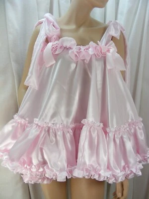 sissy adulto bebé rosa satinado babydoll negligee camisón vestido elegante ABDL DDLG Foto 1 de 4