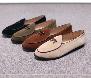 Mens Suede Slippers Bowtie Loafers Slip on Belgian casual Dress soft shoes new 