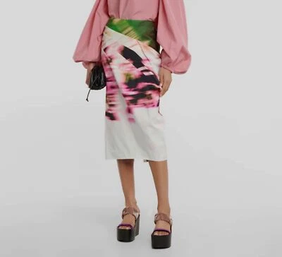 Falda de tiro alto satinada verde para mujer Dries Van Noten $965 talla FR34/US4 Foto 1 de 4