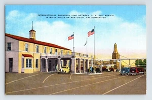 Postcard Mexico Baja California Tijuana Border San Diego 1940s Unposted Linen - Picture 1 of 2