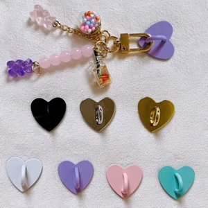 Metal Adhesive Heart Phone Charm Holder Mobile Phone Case Finger Ring Stand Hook - Photo 1 sur 41