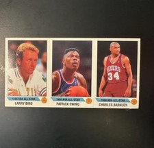 1990-91 Panini Stickers  3 card panel LARRY BIRD , EWING, BARKLEY hofers