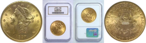 1897 $20 Gold Coin NGC MS-64 Cover