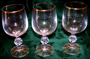 3 Bohemian Crystal Gold Rimmed Wine Glasses Plus Free Bonus One - Picture 1 of 1