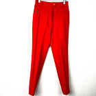 Vintage Escada Pants EU 40/US 8 Womens Red Wool Trouser Front Zipper Detail
