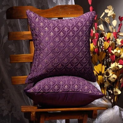 decorative pillow cover purple pillow cover living room designer pillow set of 2 - Image 1 of 4