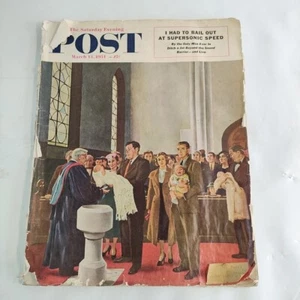 Saturday Evening Post Magazine March 13 1954 Churchgoers Hughes Vtg Man Cave Art - Bild 1 von 15