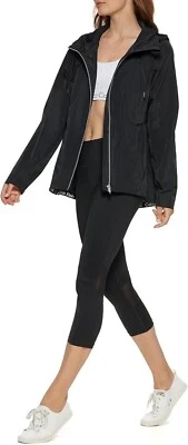 Chaqueta de lluvia para mujer Calvin Klein Performance con capucha a presión lateral negra XL Foto 1 de 4