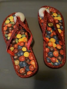 M&M 's Flip Flop/Thongs Candy Red Glittery Colorful Size 5/6 in Bag New - Picture 1 of 3