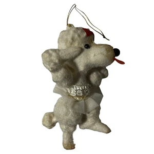 Vintage beflockte Blasform Pudel Weihnachtsschmuck Ballerinas - Bild 1 von 4