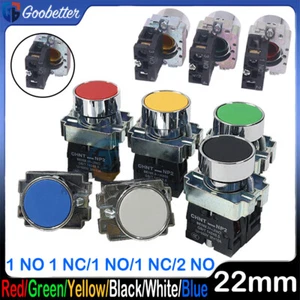 22mm Self-Reset Push Button Switch Flat Head Power Switch 6 Colors Multiple Type - Picture 1 of 15