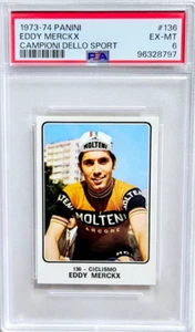 1973 Panini Campioni Dello Sport #136 Eddy Merckx Cycling Card PSA 6 POP 1 GOAT - Picture 1 of 2