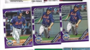 3 2019 bowman ANDRES GIMENEZ 2X PURPLE REFRACTOR CHROME 1X BASE PURPLE METS - Picture 1 of 1