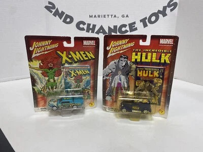 Johnny Lightning Marvel Car Series #7 & #6 Xmen Continental Hulk Ford Delivery - Image 1 of 4
