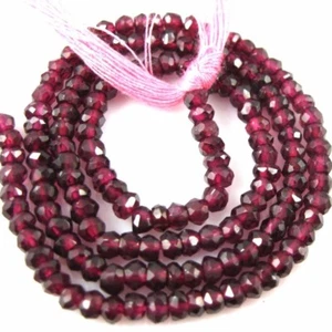 Gemstone Beads-Garnet Faceted Rondelle - January Birthstone- 3-3.5mm-13.5 Inches - Picture 1 of 2