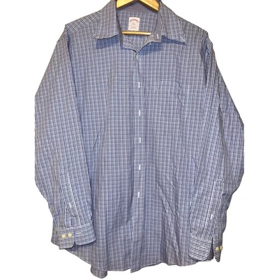 Brooks Brothers Hombre Camisa Azul Cuadros Manga Larga Talla Grande Foto 1 de 4