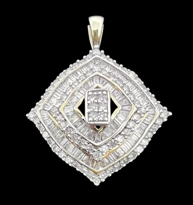 9ct Large Diamond Pendant 168 Diamonds Baguette & Brilliant Cut 2ct Total* 4.5g - Image 1 of 4