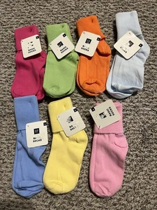 VTG Vintage GAP Kids Girl's Crew Socks Set of 7 Pairs Size L 3-4 - Picture 1 of 2