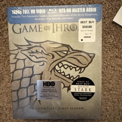 Game of Thrones S1 Blu-ray BEST BUY EXCLUSIVE HOUSE STARK SIGIL NEW IN PLASTIC! Foto 1 de 2