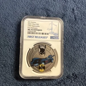 2021 Niue - 1997 BATMOBILE - 1 OZ. SILVER COIN - NGC MS70 FIRST RELEASES - Picture 1 of 7