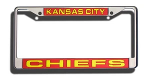Kansas City Chiefs License Plate Frame Laser Cut Chrome - Picture 1 of 1