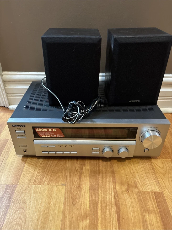 Receptor surround de áudio e vídeo Kenwood VR-707 com 2 alto-falantes Kenwood - Imagem 1 de 4