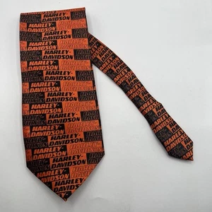 Corbata de poliéster Ralph Marlin 251272 naranja/negro bloques Harley Davidson para hombre - Imagen 1 de 4