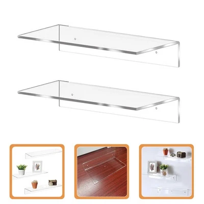 2pcs wall mobile scaffali in plastica trasparente per il soggiorno bagno - Immagine 1 di 4