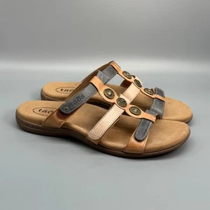 Taos Prize 4 Damen 11 hellbraune Leder-Riemchensandalen Slipper offene Zehenpartie Komfort - Bild 1 von 9