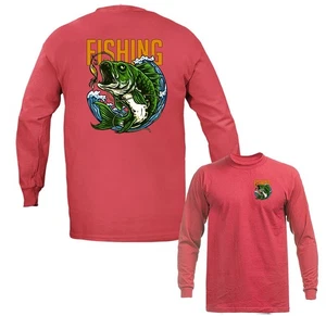 Hooked on Adventure Großmaul Barsch Angeln Outdoor Sport Langarm - Bild 1 von 17