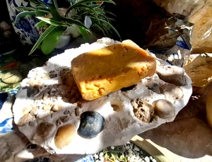 Naturbeton Seifenschale Ablage Handarbeit Geschenk Heiliges Land Edelstein & Seestein - Bild 1 von 15